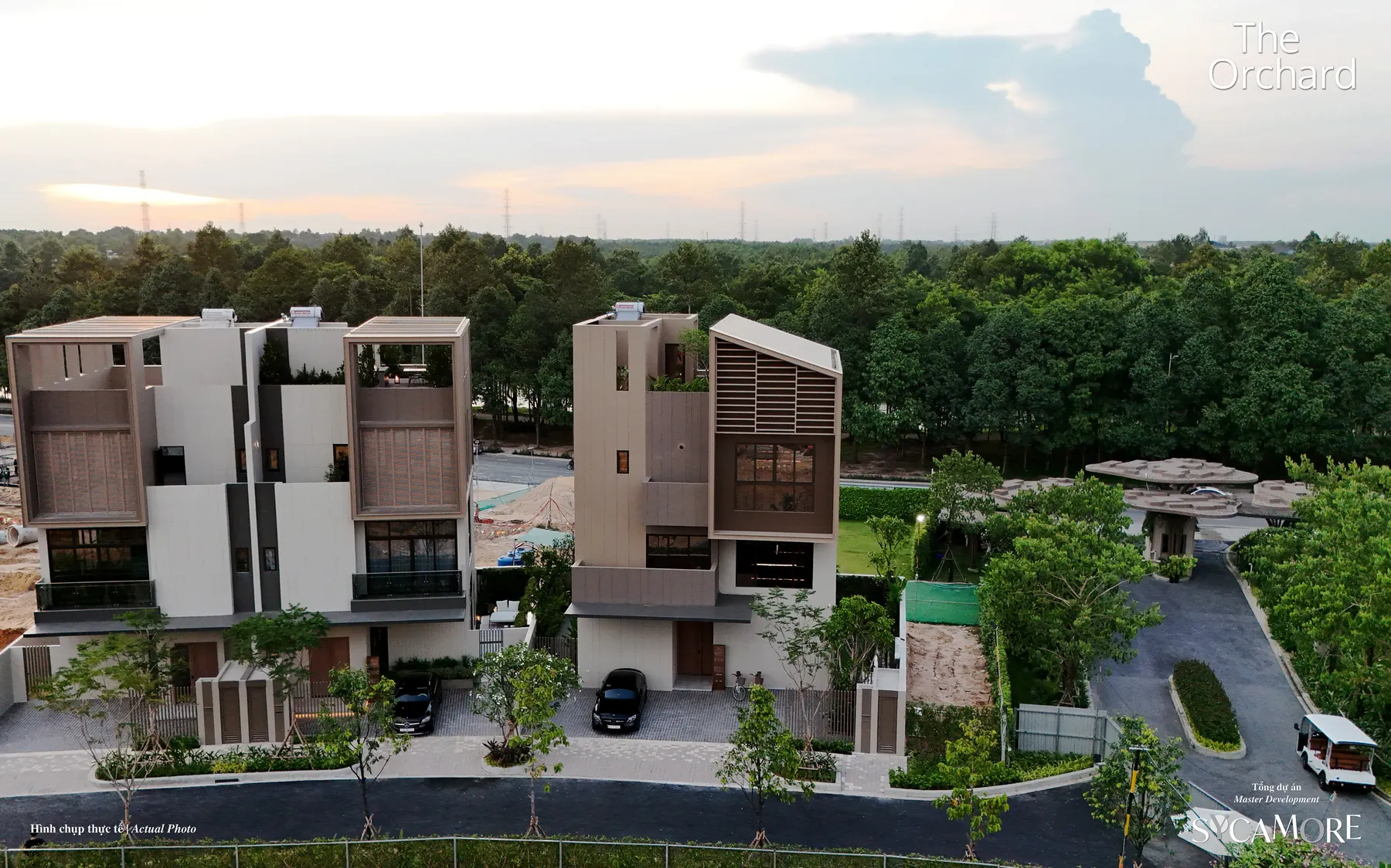 Khu nhà mẫu biệt thự The Orchard nhìn từ trên cao